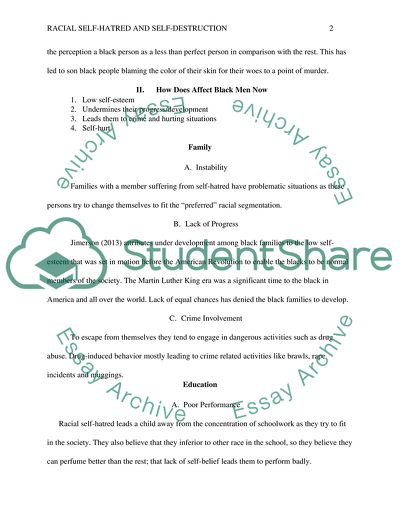 Racial Self-Hatred and Self-Destruction Tendencies