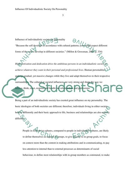 How does belonging to an individualistic or collectivist culture influence your personality