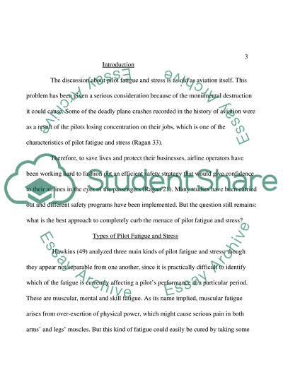 Pilot Fatigue and Stress