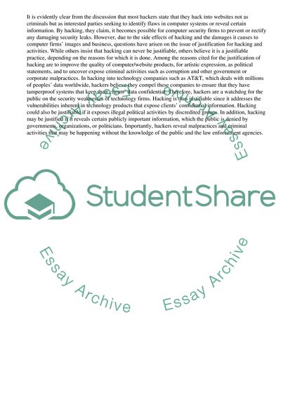 Justification of Hacking into Websites