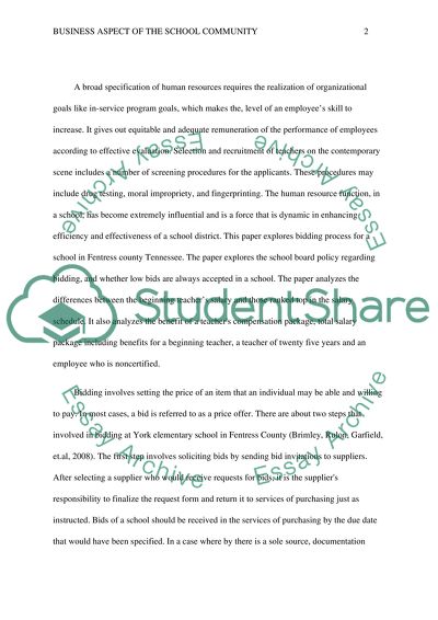 Business Aspects of the School Community & Human Resources and School Finance
