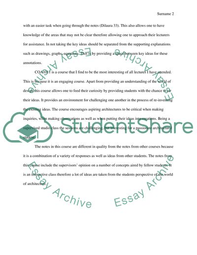 Note Taking Process during Lectures