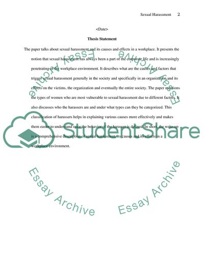 Causes and Effects of Sexaual Harrasment in the Workplace