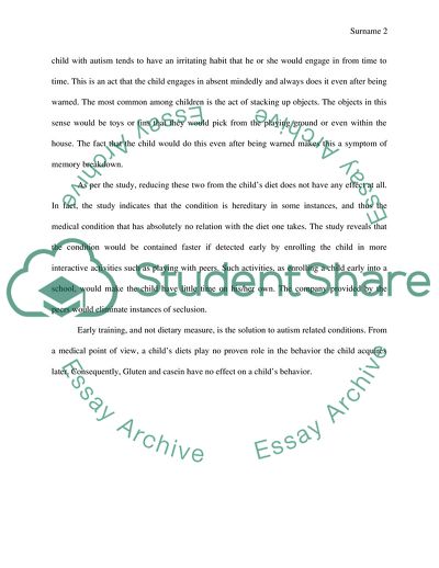 Gluten and Casein Diet Effects on Behavior