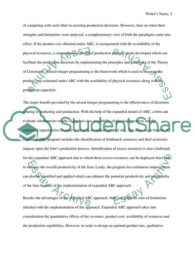 Theory of Constraints and Activity-Based Costing