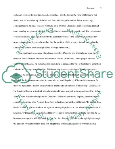 Argue For or Against Hamlets Revenge: Positive arguement For revenge