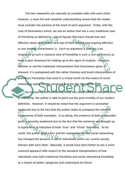 Friendship: Opposing Viewpoints on a Trite or Storied Understanding of the Term within our Modern Time