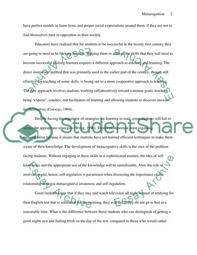 Analysis of Metacognition Concept