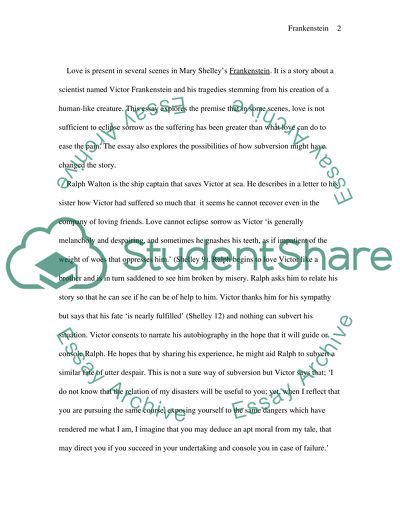 Love in Mary Shelleys Frankenstein