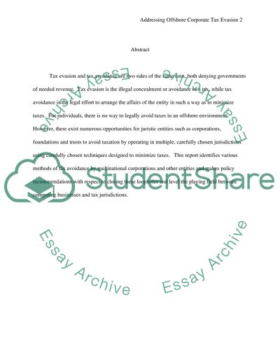 Addressing Offshore Corporate Tax Evasion