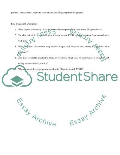 Eating Disorder PTSD