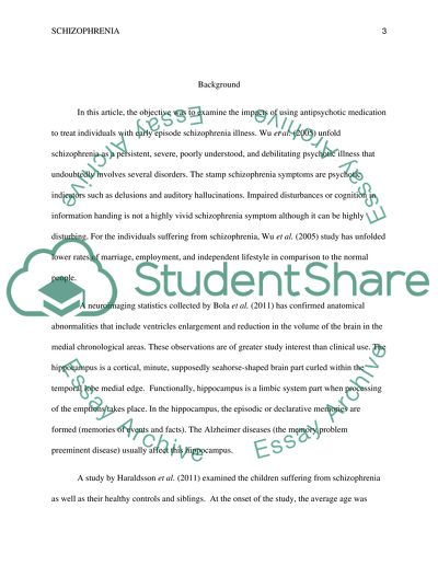 Term paper on schizophrenia