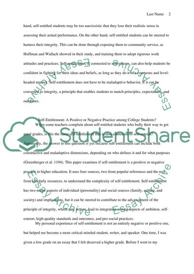 Reflective Preface: On Self-Entitlement in College
