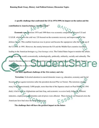 A Specific Challenge That Confronted the US in 1974-1999