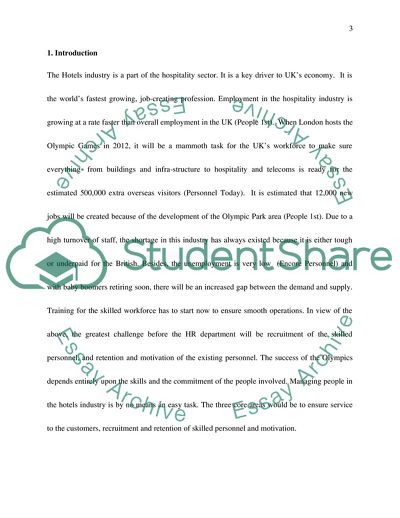 Impact of London Olympics 2012 on Management of Human Resources in the Hotels Industry