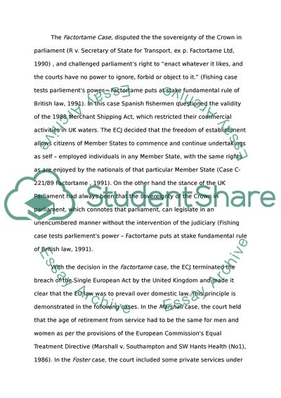 The Relationship between European Union Law and UK Domestic Law