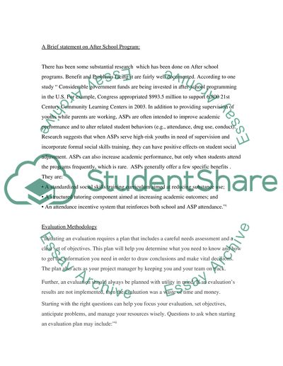 Afterschool Program: Facilities Of A Local Elementary School