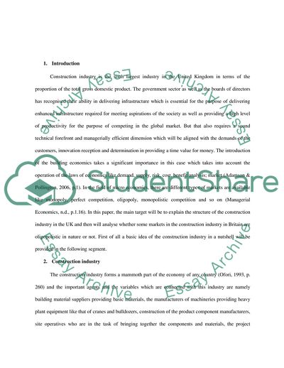 The Structure of the Construction Industry in the UK