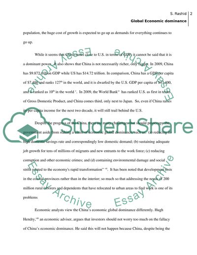 Does China threaten U.S. global economic dominance