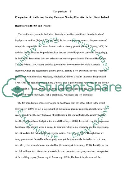 Comparison of Healthcare, Nursing Care, and Nursing Education in the US and Ireland