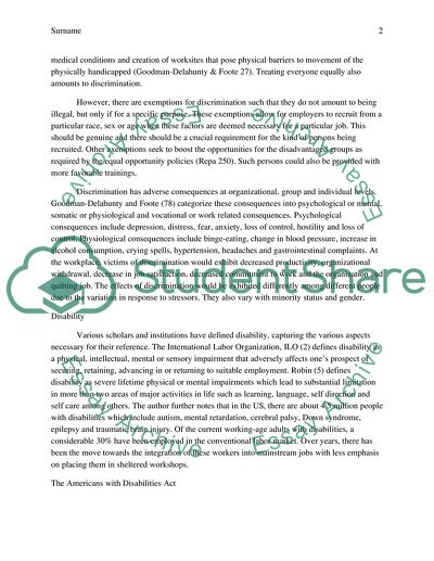 Disability in the Workplace