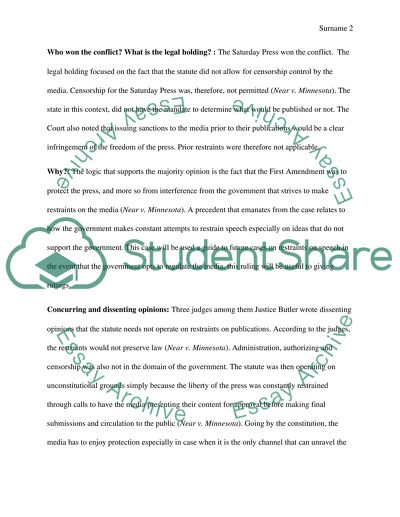 Briefing a case---Near v. Minnesota