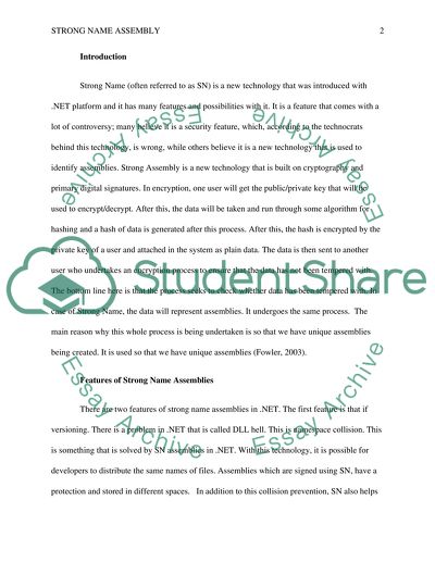 Strong Named Assemblies (DOT NET)