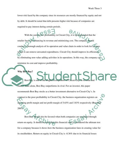 Circuit City: Financial Strengths and Recommendation