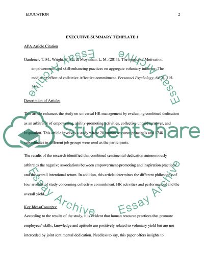 EXECUTIVE SUMMARY TEMPLATE