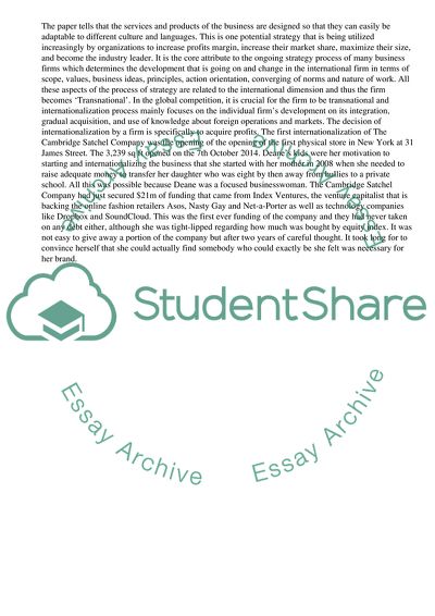 The internationalization of Cambridge Satchel Company