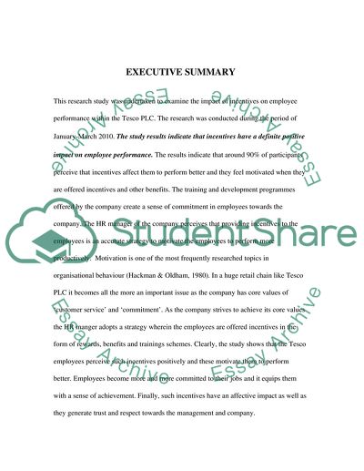 Effective Motivational Incentive Used Within the Tesco to Increase Employee Performance