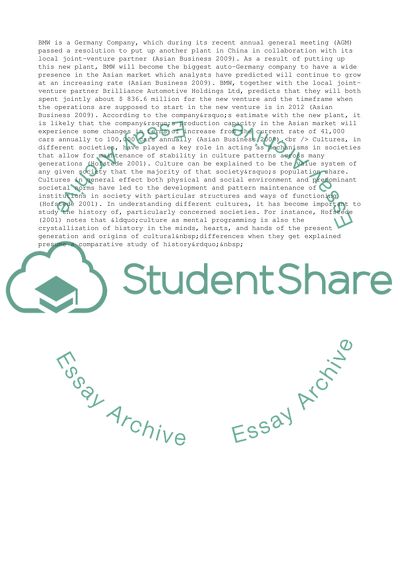 International Cross-Culture Management of BMW