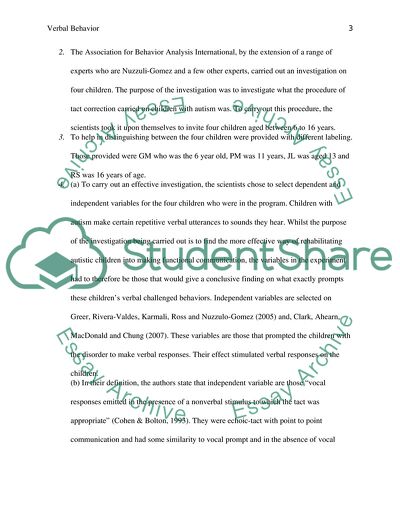 The Effects of Tact Training on Stereotypic Vocalizations in Children with Autism