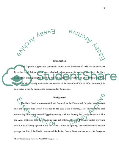 Causes of the Suez Canal Crisis of 1956