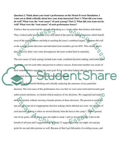 Mt. Everest Simulation: A Reflection