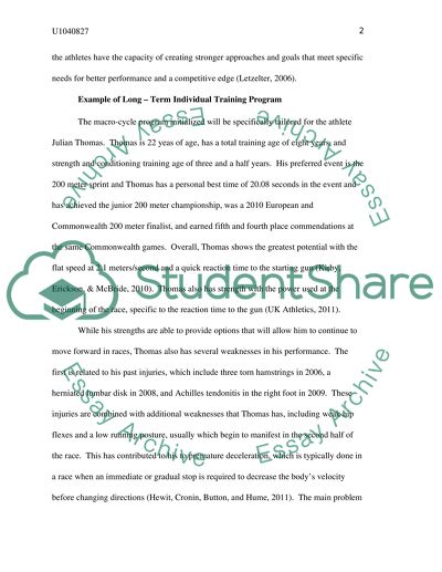 Example of Long-Term Individual Training Program