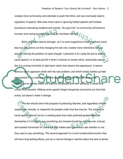 Freedom of Speech: Can Liberty Be Limited