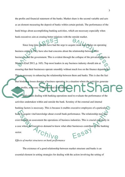 Review the theoretical relationship between market structure and bank performance