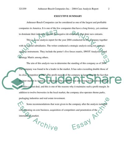 AnheuserBusch Companies, Inc. 2004 Case Analysis