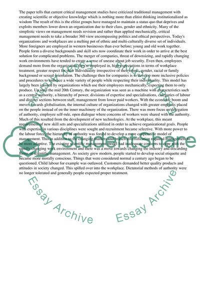 Management and Organizational Theory