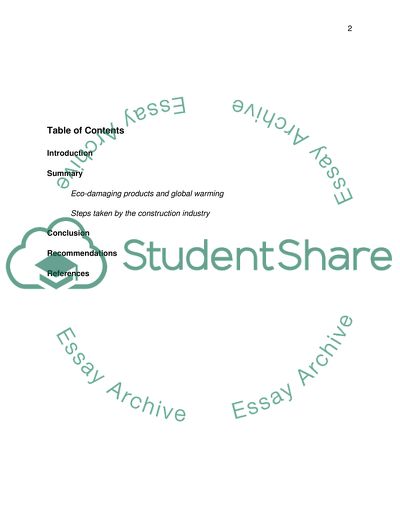 Construction Industry, Climate Change and use of Renewable Energy Options