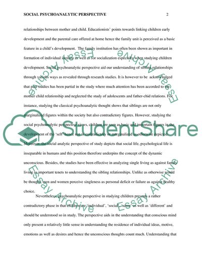 Social Psychoanalytic Perspective