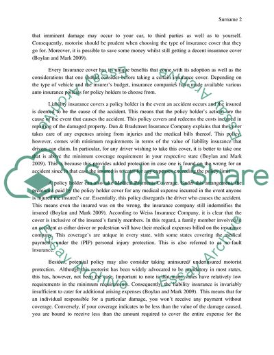 Information for Personal Auto Policy Analysis