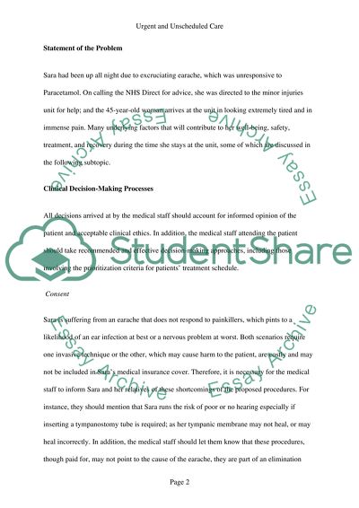 Urgent and Unscheduled Care: A summative Care Study