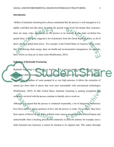 Legal and Environmental Issues in Hydraulic Fracturing