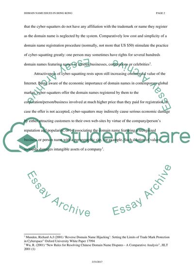 Intellectual Property: Domain Name Issues in Hong Kong