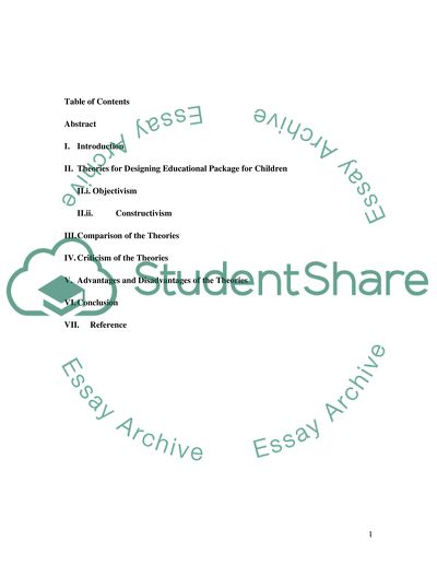 Applying Constructivism and Objectivism Learning Theories in the Design of Educational Package Software