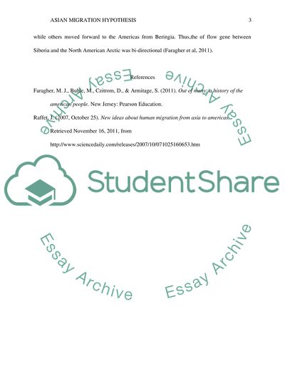 Explain the Asian Migration Hypothesis
