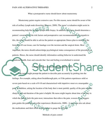 PAIN AND ALTERNATIVE THERAPIES