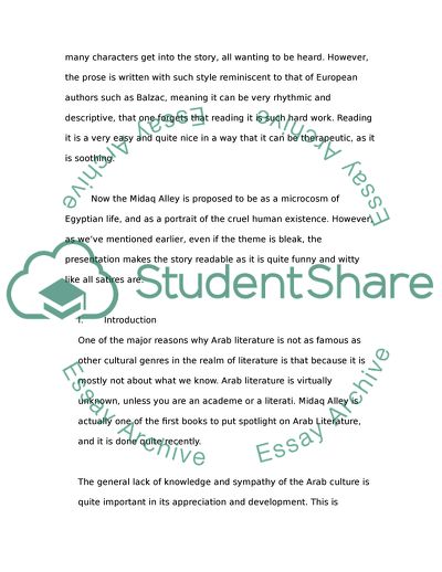 Midaq Alley by Mahfouz: A Microcosm of Egypt and the Human Existence